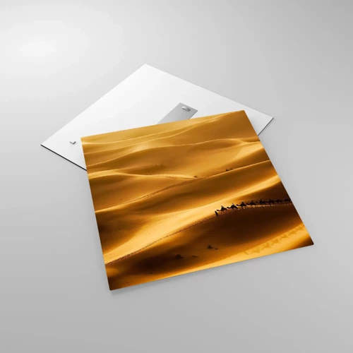 Quadro su vetro - La carovana sulle onde del deserto - 60x60 cm