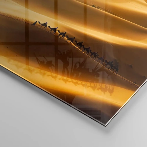 Quadro su vetro - La carovana sulle onde del deserto - 60x60 cm