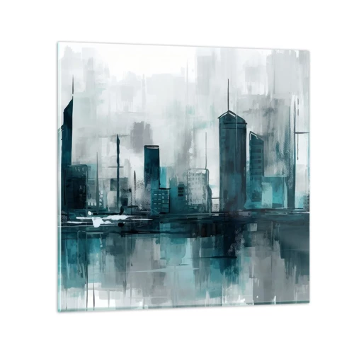 Quadro su vetro - La città al colore della pioggia - 40x40 cm