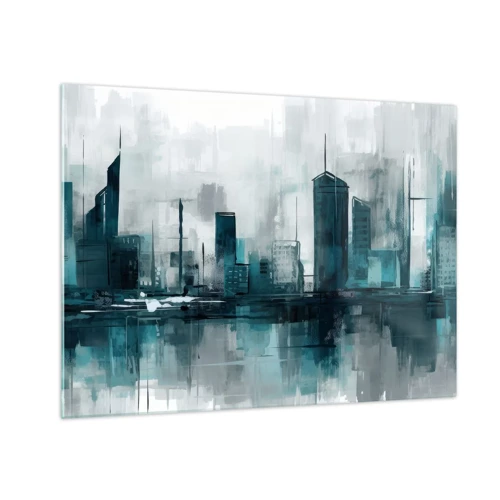 Quadro su vetro - La città al colore della pioggia - 70x50 cm