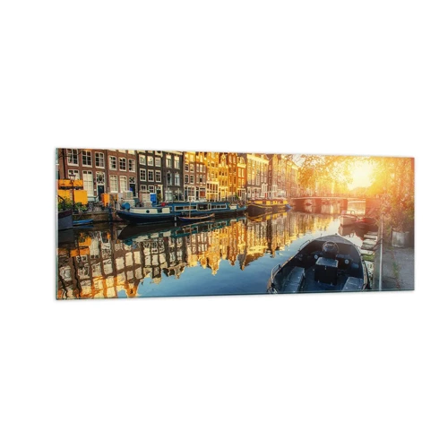 Quadro su vetro - L'alba ad Amsterdam - 140x50 cm