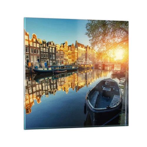 Quadro su vetro - L'alba ad Amsterdam - 60x60 cm