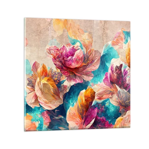 Quadro su vetro - Lo splendore colorato del bouquet - 40x40 cm
