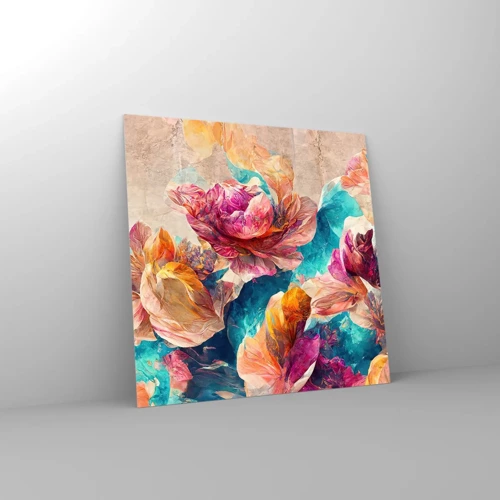 Quadro su vetro - Lo splendore colorato del bouquet - 40x40 cm