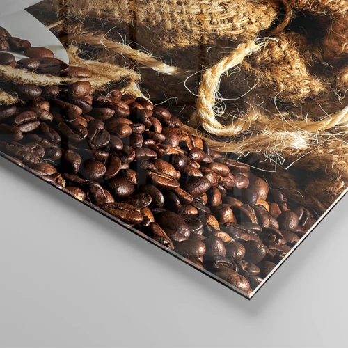 Quadro su vetro - L'odore di caffè con la schiuma del colore del miele - 70x50 cm