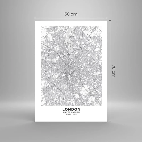 Quadro su vetro - Mappa del labirinto di Londra - 50x70 cm