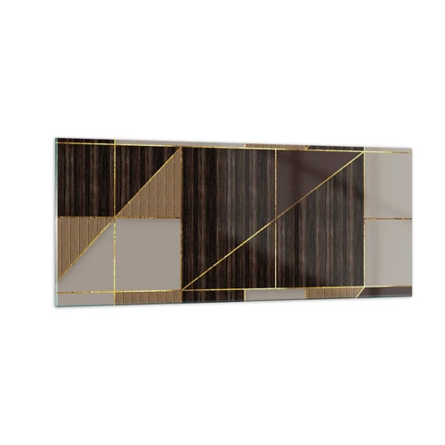 Quadro su vetro - Mosaico di marrone e oro - 100x40 cm