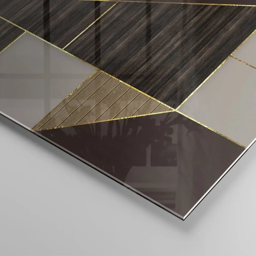 Quadro su vetro - Mosaico di marrone e oro - 120x80 cm