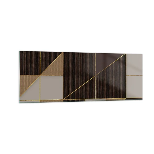 Quadro su vetro - Mosaico di marrone e oro - 140x50 cm