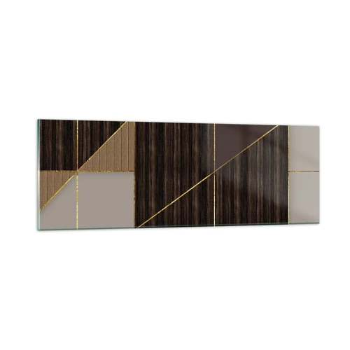 Quadro su vetro - Mosaico di marrone e oro - 90x30 cm