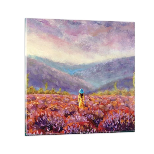 Quadro su vetro - Nel mondo di lavanda - 60x60 cm