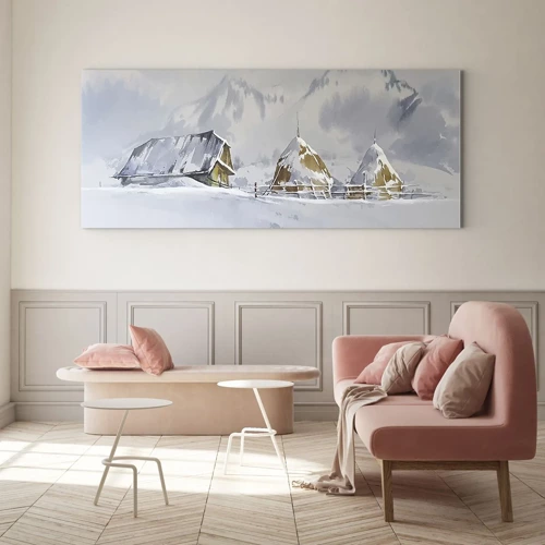 Quadro su vetro - Nella valle innevata - 100x40 cm