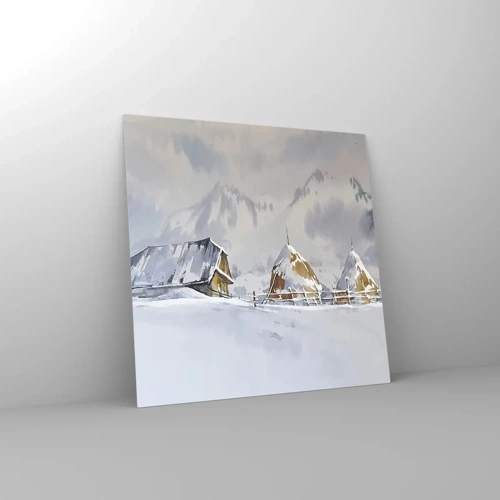 Quadro su vetro - Nella valle innevata - 40x40 cm