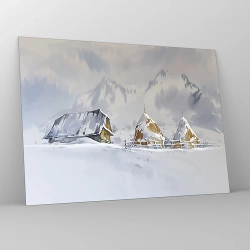 Quadro su vetro - Nella valle innevata - 70x50 cm