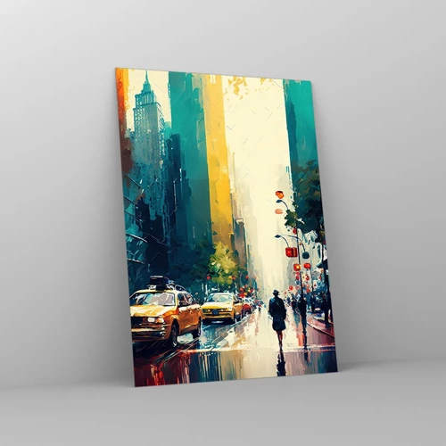 Quadro su vetro - New York: qui anche la pioggia è colorata - 50x70 cm