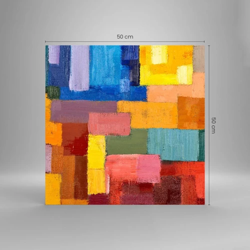 Quadro su vetro - Ognuno diverso, tutti colorati - 50x50 cm