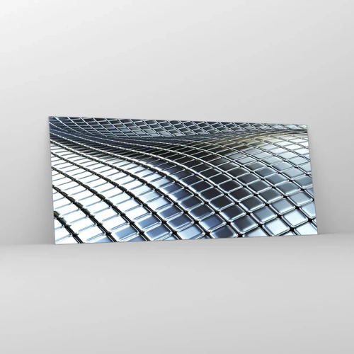 Quadro su vetro - Onda metallica argentea - 120x50 cm