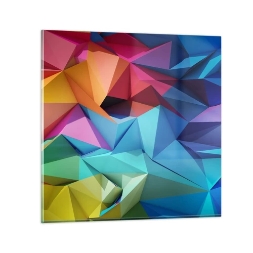 Quadro su vetro - Origami arcobaleno - 70x70 cm