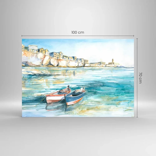 Quadro su vetro - Paesaggio in azzurro - 100x70 cm