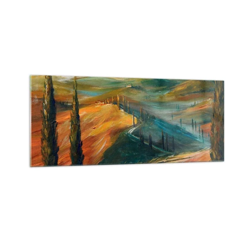 Quadro su vetro - Paesaggio toscano - 100x40 cm