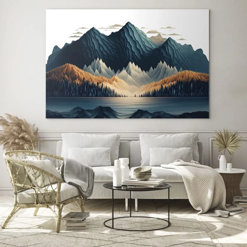 Quadro su vetro - Perfetto paesaggio montano - 120x80 cm