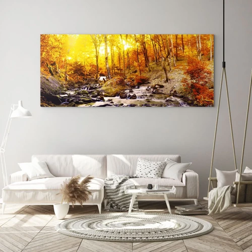 Quadro su vetro - Pietre incorniciate in oro e platino - 120x50 cm