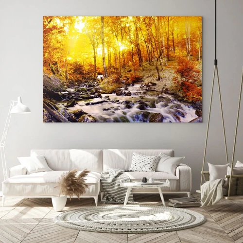 Quadro su vetro - Pietre incorniciate in oro e platino - 120x80 cm