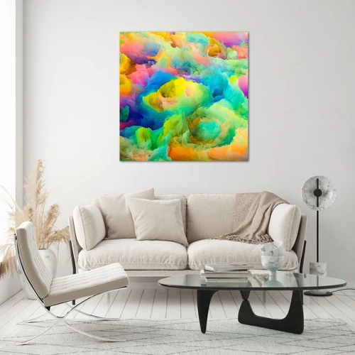 Quadro su vetro - Piumino arcobaleno - 40x40 cm