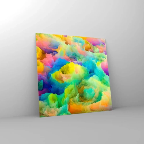 Quadro su vetro - Piumino arcobaleno - 50x50 cm