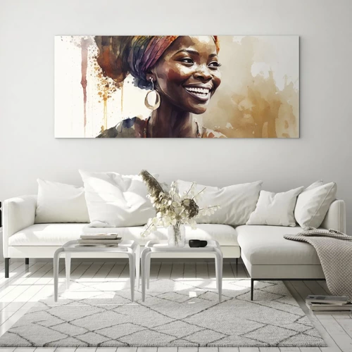 Quadro su vetro - Regina africana - 100x40 cm