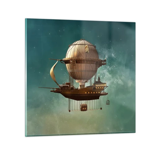 Quadro su vetro - Saluti da Jules Verne - 40x40 cm