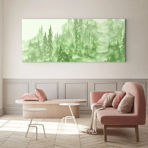 Quadro su vetro - Sfocato da una nebbia verde - 100x40 cm