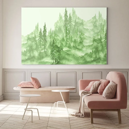 Quadro su vetro - Sfocato da una nebbia verde - 100x70 cm