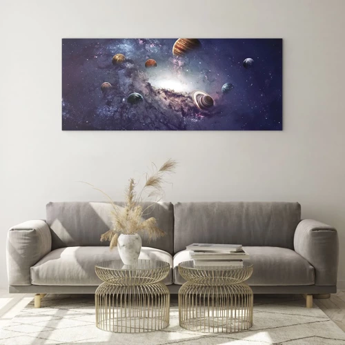 Quadro su vetro - Sistema solare danzante - 100x40 cm