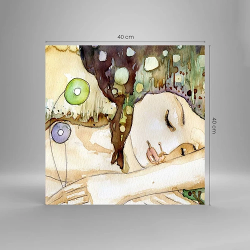 Quadro su vetro - Sogno smeraldo e viola - 40x40 cm