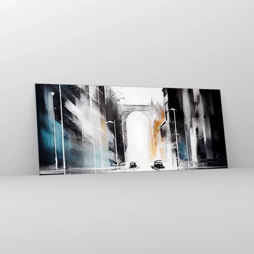 Quadro su vetro - Studio di città: architettura e movimento - 120x50 cm