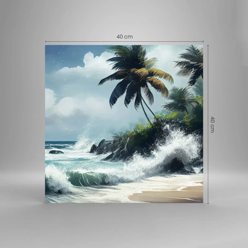 Quadro su vetro - Sulla riva tropicale - 40x40 cm