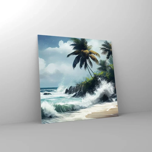 Quadro su vetro - Sulla riva tropicale - 40x40 cm