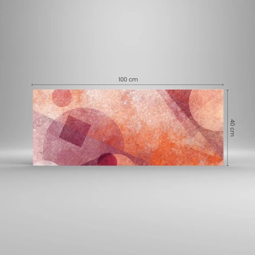 Quadro su vetro - Trasformazioni geometriche in rosa - 100x40 cm