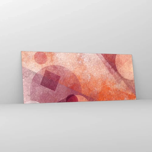 Quadro su vetro - Trasformazioni geometriche in rosa - 100x40 cm