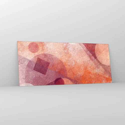 Quadro su vetro - Trasformazioni geometriche in rosa - 120x50 cm