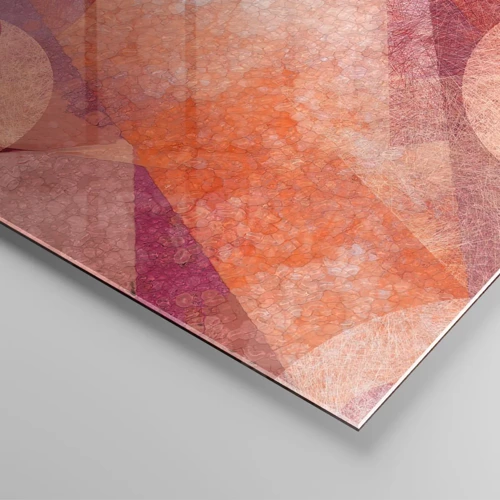 Quadro su vetro - Trasformazioni geometriche in rosa - 120x50 cm
