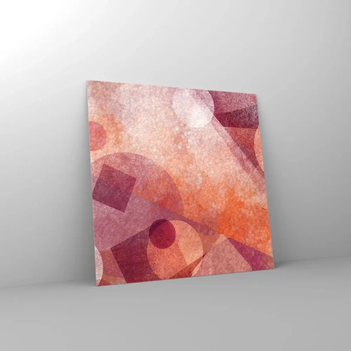 Quadro su vetro - Trasformazioni geometriche in rosa - 30x30 cm