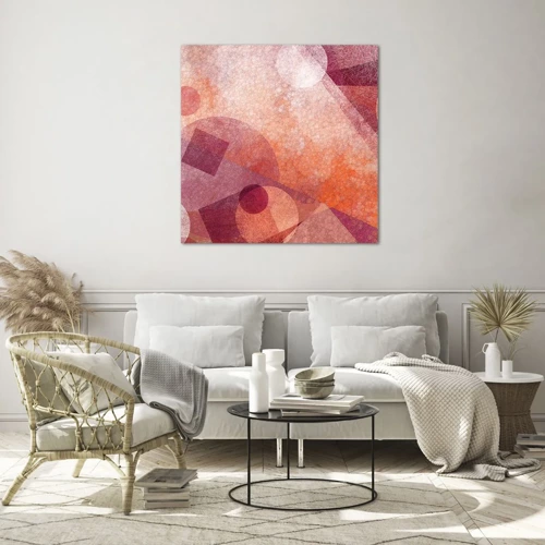 Quadro su vetro - Trasformazioni geometriche in rosa - 70x70 cm