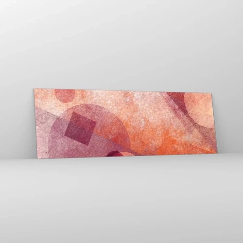 Quadro su vetro - Trasformazioni geometriche in rosa - 90x30 cm