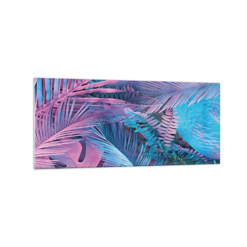 Quadro su vetro - Tropici in rosa e blu - 120x50 cm