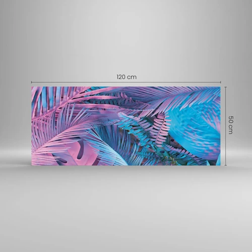 Quadro su vetro - Tropici in rosa e blu - 120x50 cm