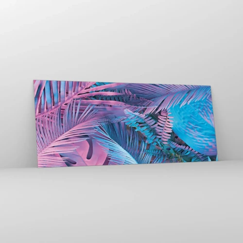 Quadro su vetro - Tropici in rosa e blu - 120x50 cm