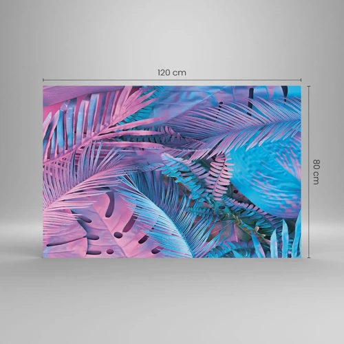 Quadro su vetro - Tropici in rosa e blu - 120x80 cm
