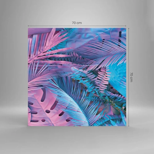 Quadro su vetro - Tropici in rosa e blu - 70x70 cm